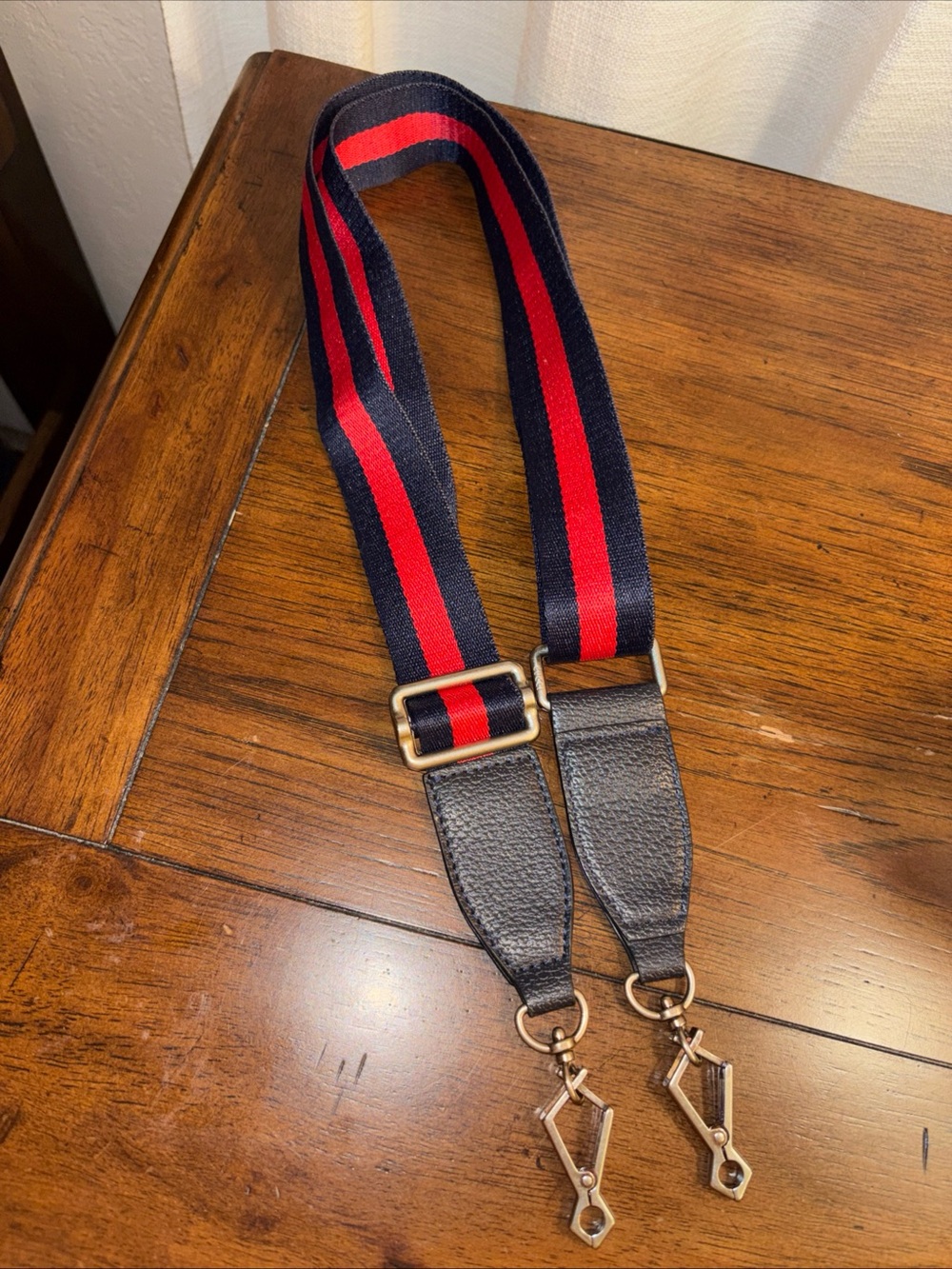 New AUTHENTIC Gucci crossbody Cloth Leather Brass Adjustable Purse Bag Strap